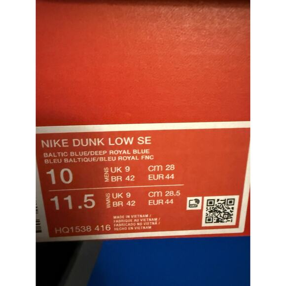 Mens Size 10nike Baltic Blue Deep Dunk Low Se